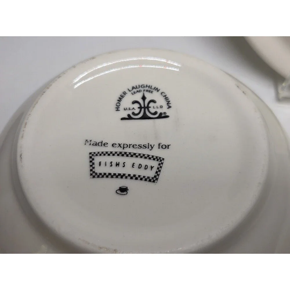 Homer Laughlin Fishs Eddy Hamburger Chu Chu Train Pattern Plate & Bowl Rare Set